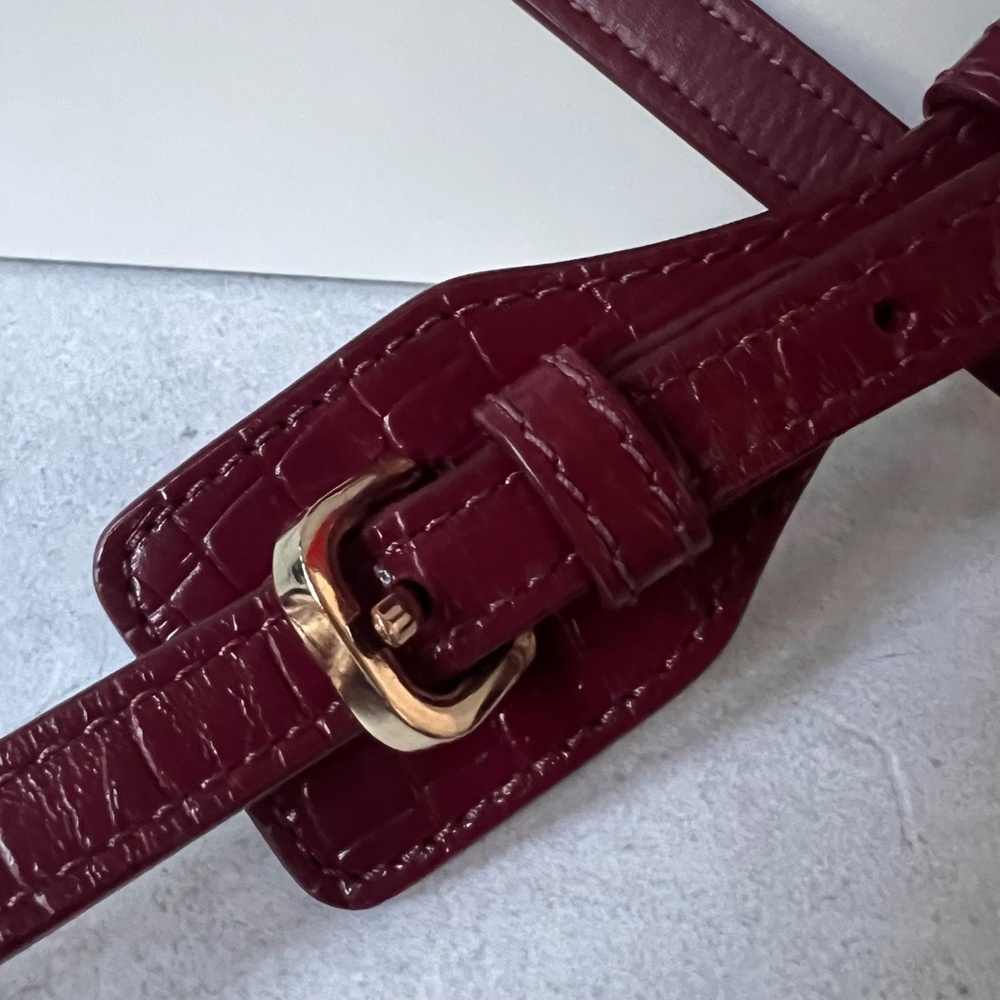 Marc Jacobs Snapshot Croc Embossed Leather Crossbody Bag Red Gold Hardware - Picture 8 of 12